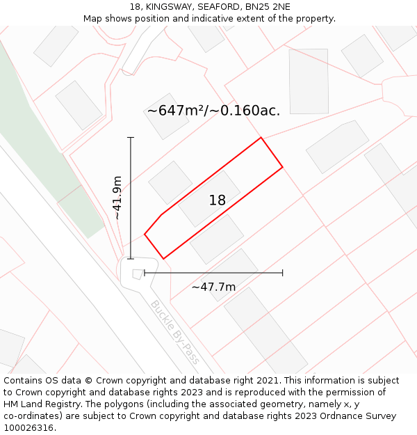 18, KINGSWAY, SEAFORD, BN25 2NE: Plot and title map