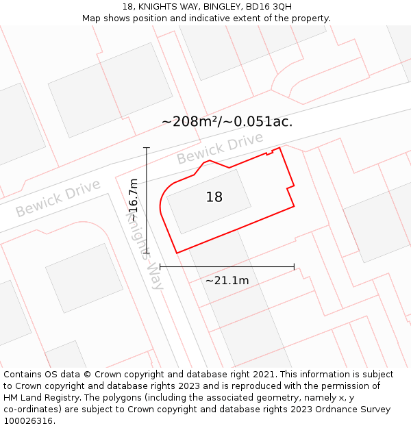 18, KNIGHTS WAY, BINGLEY, BD16 3QH: Plot and title map