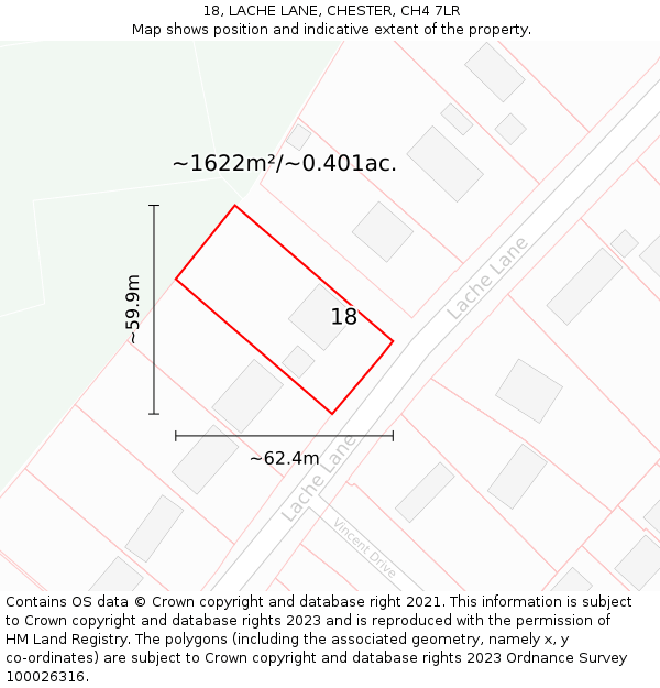 18, LACHE LANE, CHESTER, CH4 7LR: Plot and title map