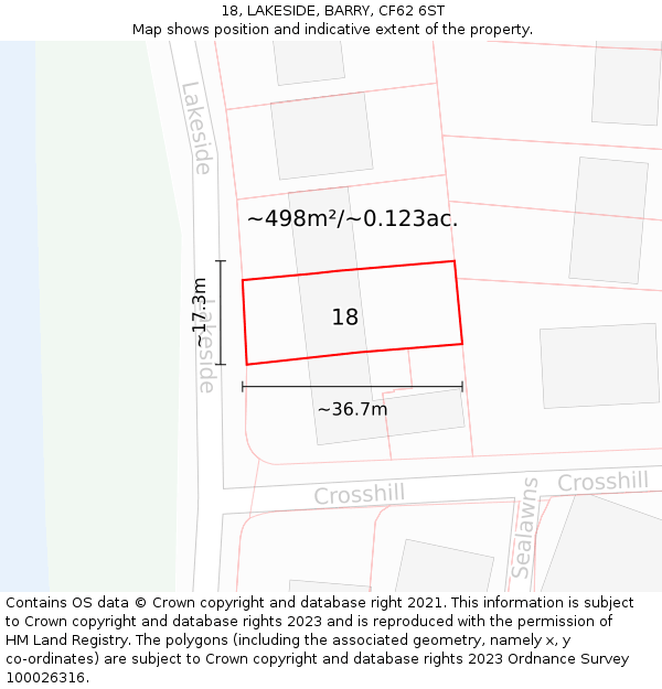 18, LAKESIDE, BARRY, CF62 6ST: Plot and title map