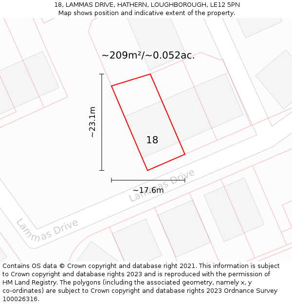 18, LAMMAS DRIVE, HATHERN, LOUGHBOROUGH, LE12 5PN: Plot and title map