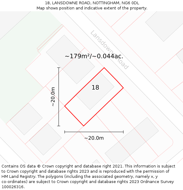 18, LANSDOWNE ROAD, NOTTINGHAM, NG6 0DL: Plot and title map