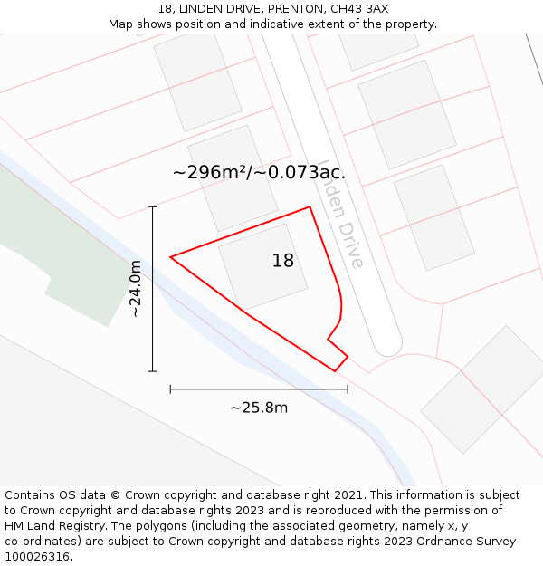 18, LINDEN DRIVE, PRENTON, CH43 3AX: Plot and title map