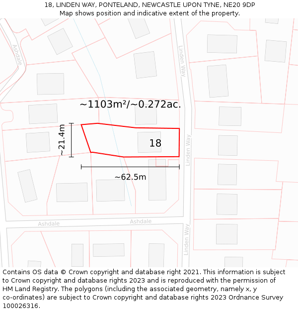 18, LINDEN WAY, PONTELAND, NEWCASTLE UPON TYNE, NE20 9DP: Plot and title map