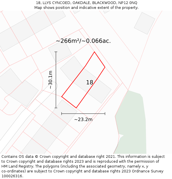 18, LLYS CYNCOED, OAKDALE, BLACKWOOD, NP12 0NQ: Plot and title map