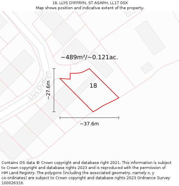 18, LLYS DYFFRYN, ST ASAPH, LL17 0SX: Plot and title map