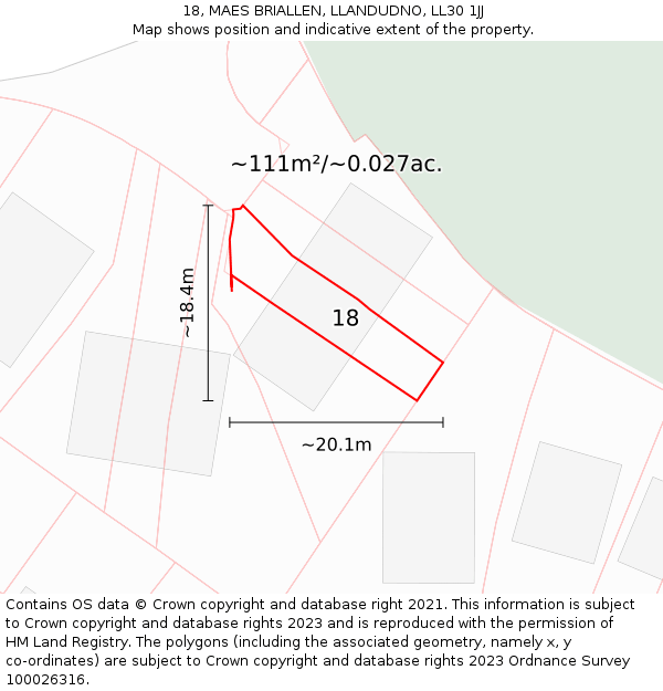 18, MAES BRIALLEN, LLANDUDNO, LL30 1JJ: Plot and title map