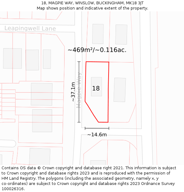 18, MAGPIE WAY, WINSLOW, BUCKINGHAM, MK18 3JT: Plot and title map