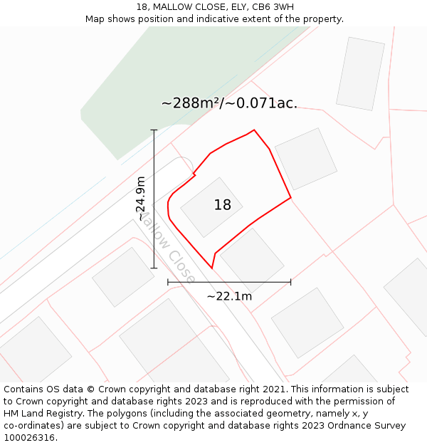 18, MALLOW CLOSE, ELY, CB6 3WH: Plot and title map