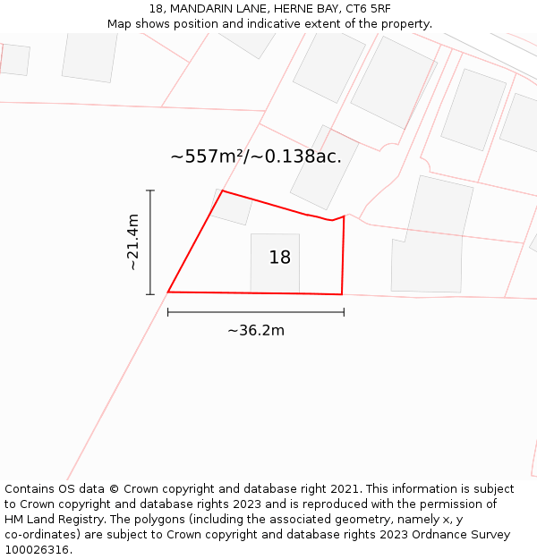 18, MANDARIN LANE, HERNE BAY, CT6 5RF: Plot and title map