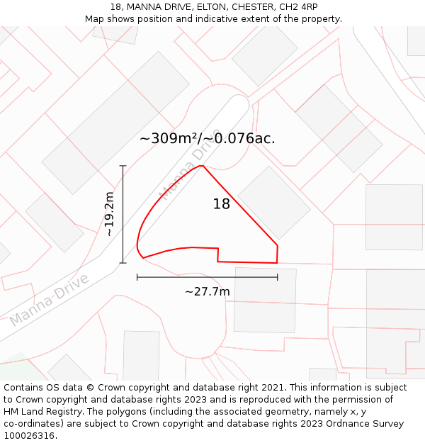 18, MANNA DRIVE, ELTON, CHESTER, CH2 4RP: Plot and title map