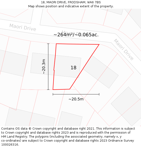18, MAORI DRIVE, FRODSHAM, WA6 7BS: Plot and title map