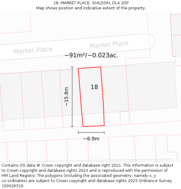 18, MARKET PLACE, SHILDON, DL4 2DP: Plot and title map