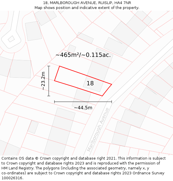 18, MARLBOROUGH AVENUE, RUISLIP, HA4 7NR: Plot and title map