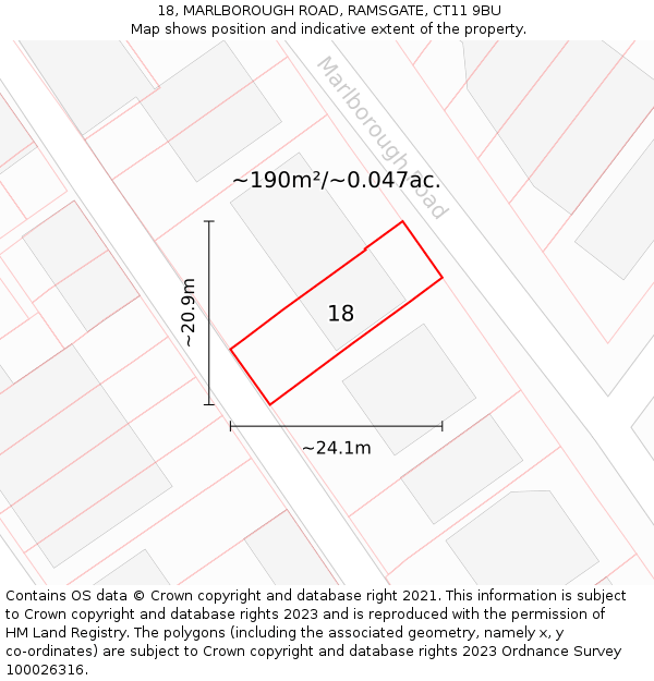 18, MARLBOROUGH ROAD, RAMSGATE, CT11 9BU: Plot and title map