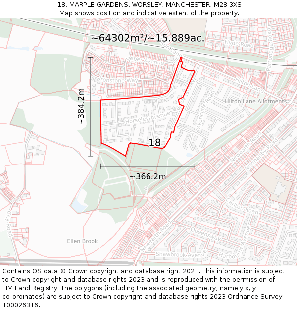 18, MARPLE GARDENS, WORSLEY, MANCHESTER, M28 3XS: Plot and title map