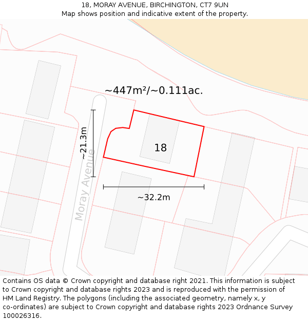 18, MORAY AVENUE, BIRCHINGTON, CT7 9UN: Plot and title map