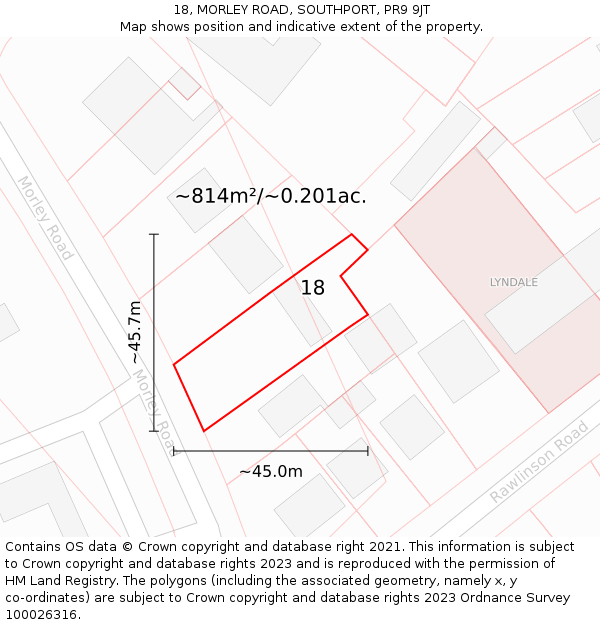 18, MORLEY ROAD, SOUTHPORT, PR9 9JT: Plot and title map