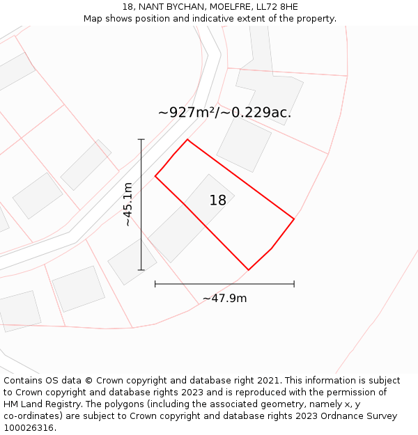 18, NANT BYCHAN, MOELFRE, LL72 8HE: Plot and title map