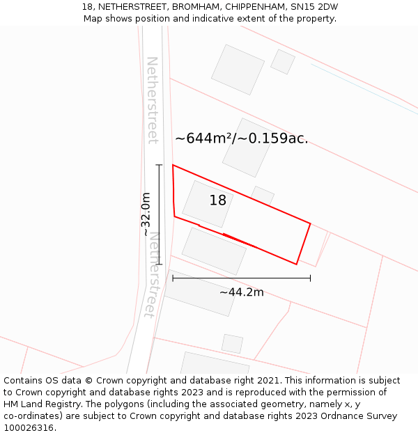 18, NETHERSTREET, BROMHAM, CHIPPENHAM, SN15 2DW: Plot and title map