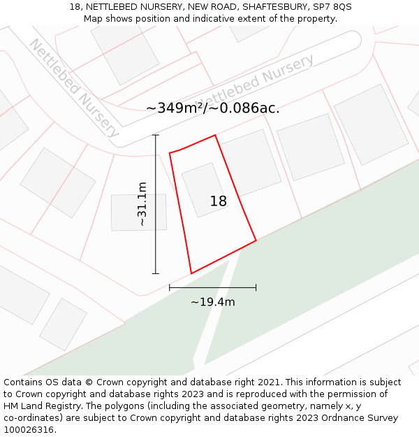 18, NETTLEBED NURSERY, NEW ROAD, SHAFTESBURY, SP7 8QS: Plot and title map