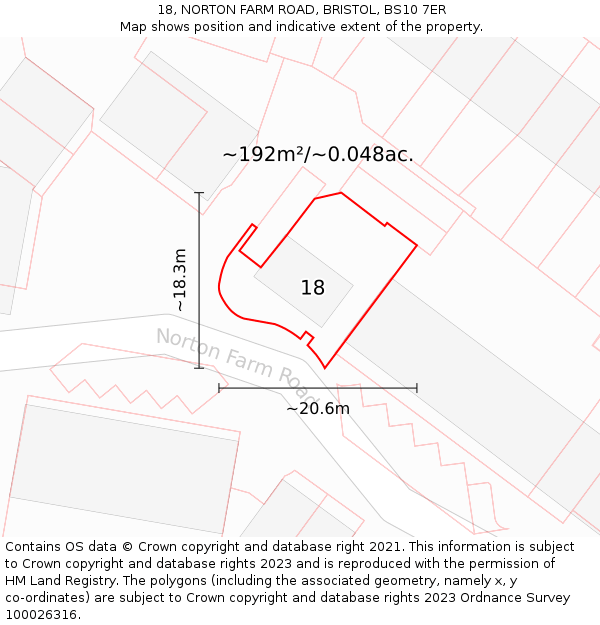 18, NORTON FARM ROAD, BRISTOL, BS10 7ER: Plot and title map