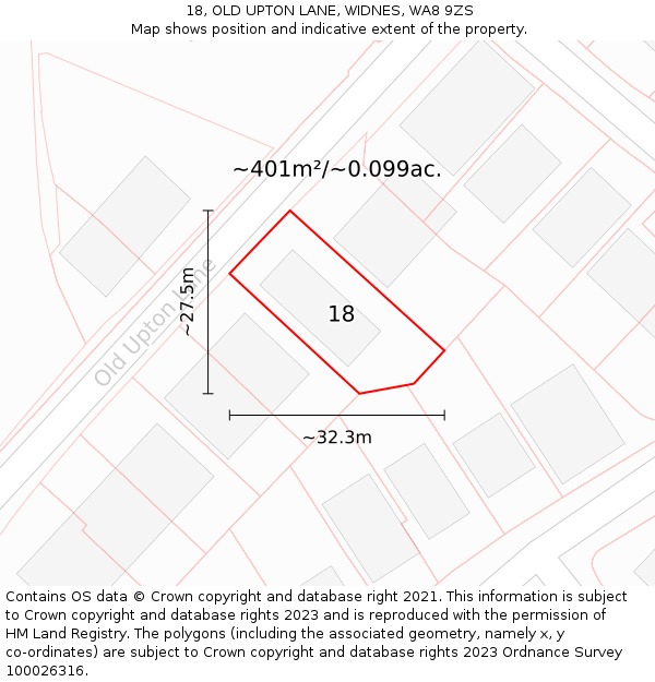 18, OLD UPTON LANE, WIDNES, WA8 9ZS: Plot and title map