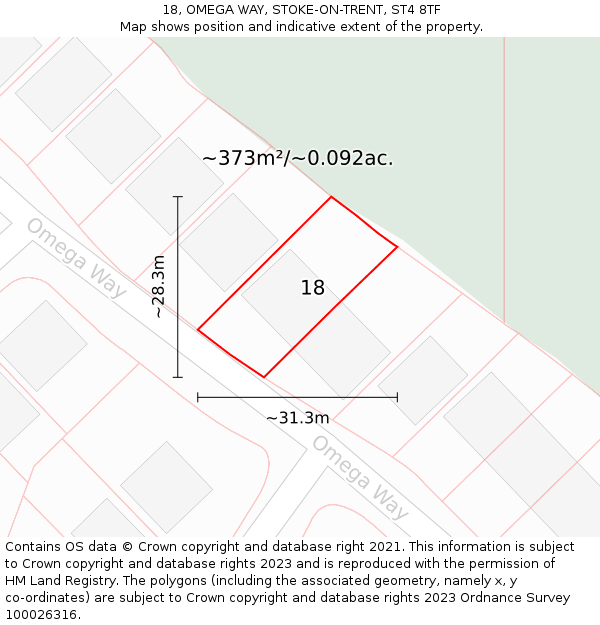 18, OMEGA WAY, STOKE-ON-TRENT, ST4 8TF: Plot and title map