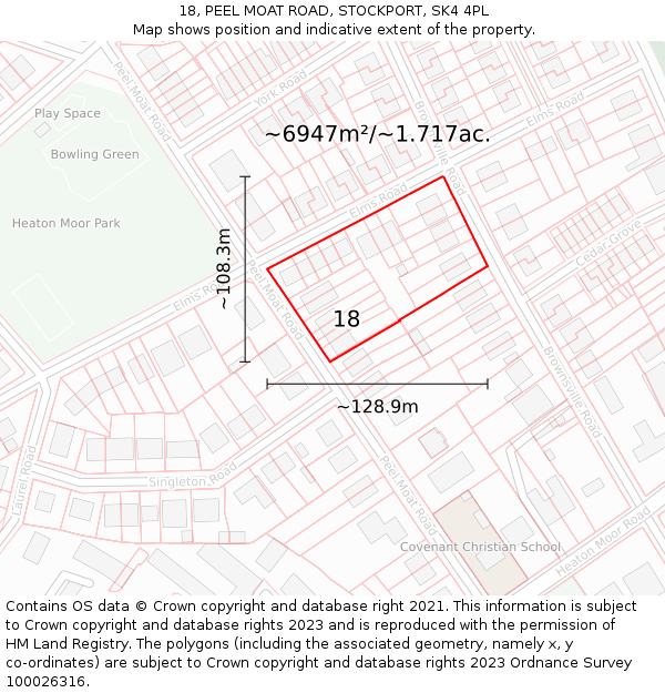 18, PEEL MOAT ROAD, STOCKPORT, SK4 4PL: Plot and title map