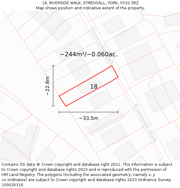 18, RIVERSIDE WALK, STRENSALL, YORK, YO32 5RZ: Plot and title map