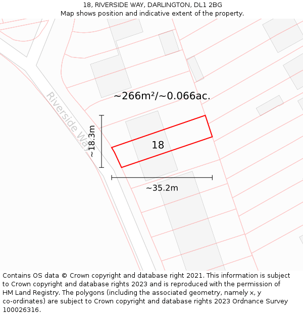 18, RIVERSIDE WAY, DARLINGTON, DL1 2BG: Plot and title map