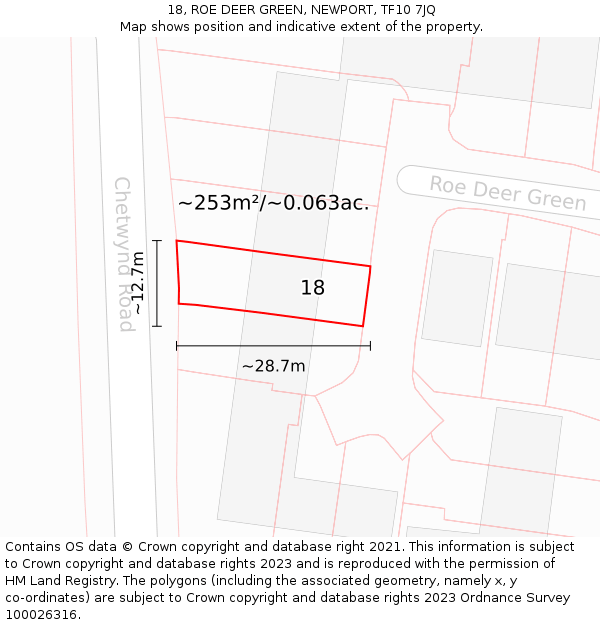 18, ROE DEER GREEN, NEWPORT, TF10 7JQ: Plot and title map