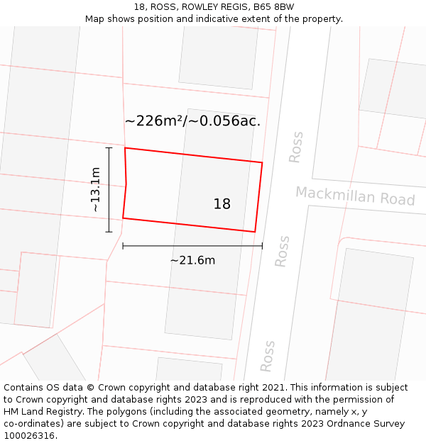 18, ROSS, ROWLEY REGIS, B65 8BW: Plot and title map