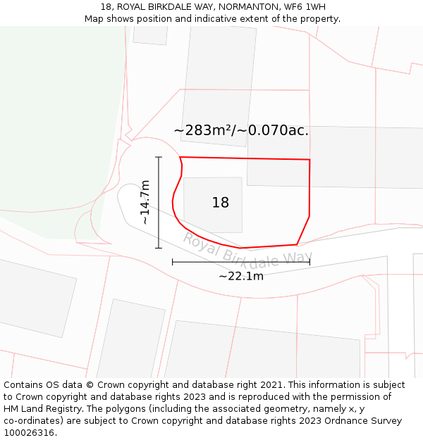 18, ROYAL BIRKDALE WAY, NORMANTON, WF6 1WH: Plot and title map
