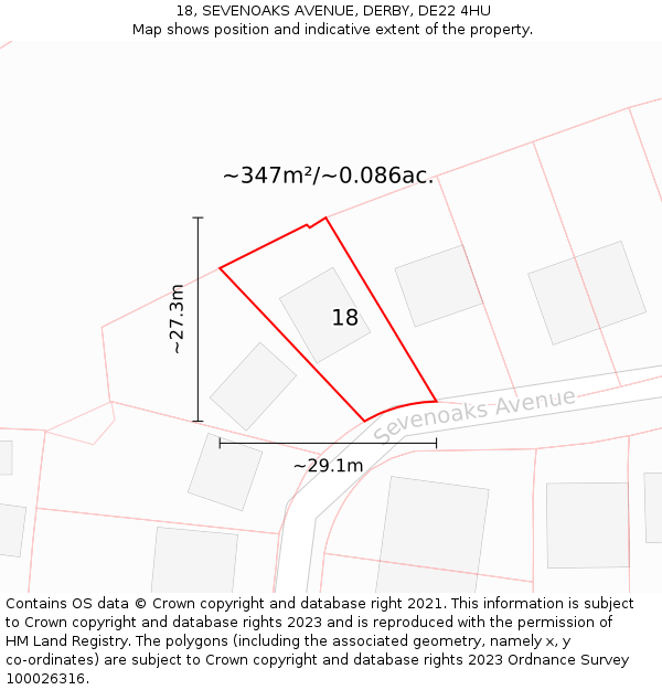 18, SEVENOAKS AVENUE, DERBY, DE22 4HU: Plot and title map