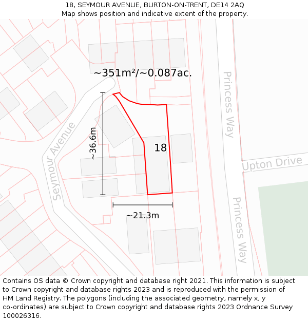 18, SEYMOUR AVENUE, BURTON-ON-TRENT, DE14 2AQ: Plot and title map
