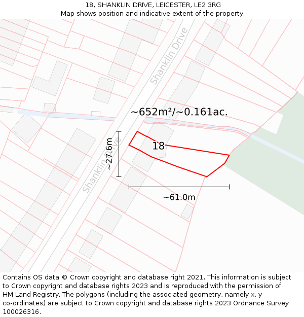 18, SHANKLIN DRIVE, LEICESTER, LE2 3RG: Plot and title map