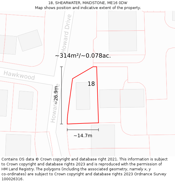 18, SHEARWATER, MAIDSTONE, ME16 0DW: Plot and title map