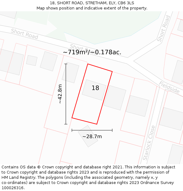 18, SHORT ROAD, STRETHAM, ELY, CB6 3LS: Plot and title map