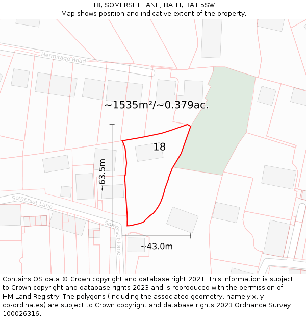 18, SOMERSET LANE, BATH, BA1 5SW: Plot and title map