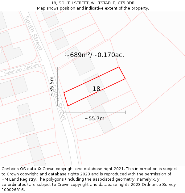 18, SOUTH STREET, WHITSTABLE, CT5 3DR: Plot and title map