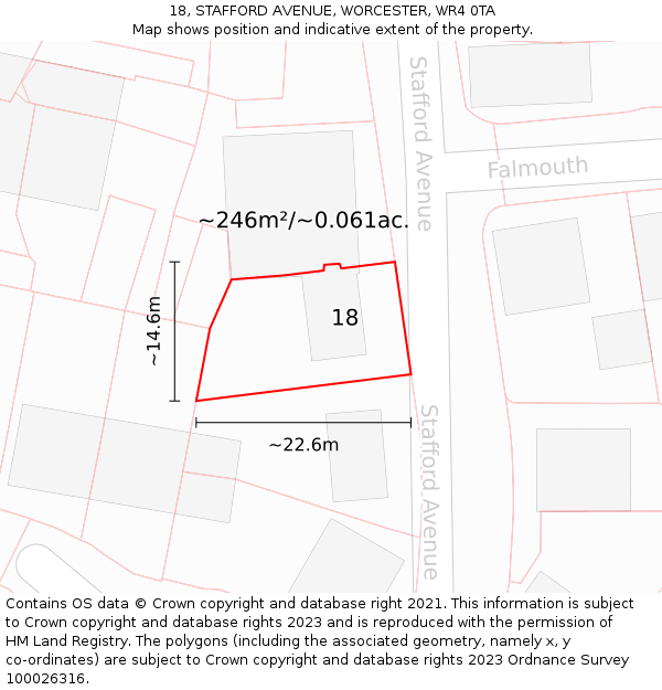 18, STAFFORD AVENUE, WORCESTER, WR4 0TA: Plot and title map