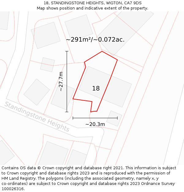 18, STANDINGSTONE HEIGHTS, WIGTON, CA7 9DS: Plot and title map