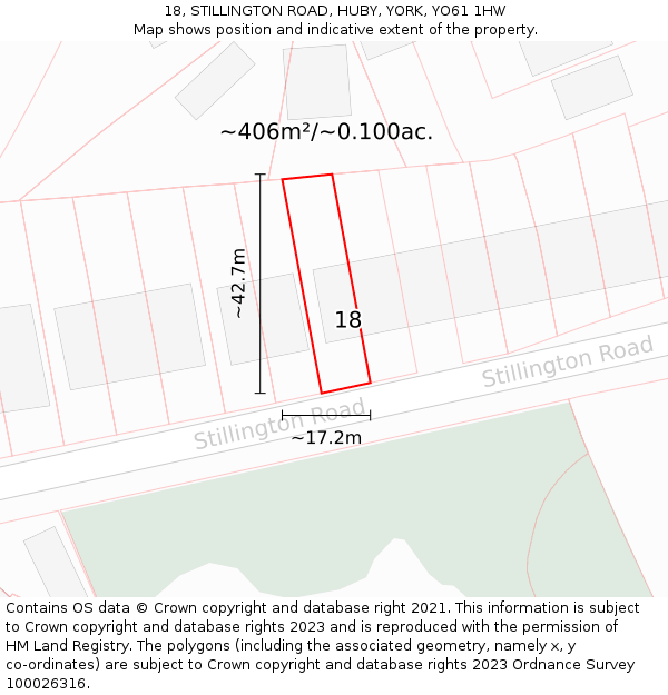 18, STILLINGTON ROAD, HUBY, YORK, YO61 1HW: Plot and title map