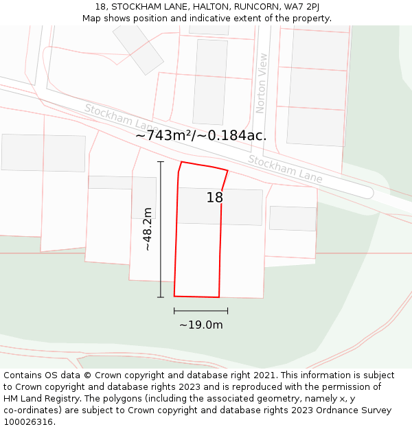 18, STOCKHAM LANE, HALTON, RUNCORN, WA7 2PJ: Plot and title map