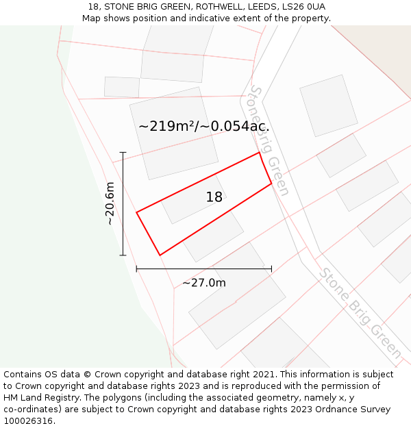 18, STONE BRIG GREEN, ROTHWELL, LEEDS, LS26 0UA: Plot and title map