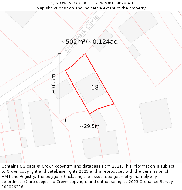 18, STOW PARK CIRCLE, NEWPORT, NP20 4HF: Plot and title map