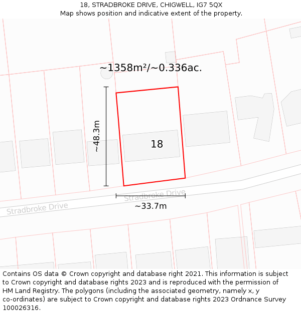 18, STRADBROKE DRIVE, CHIGWELL, IG7 5QX: Plot and title map