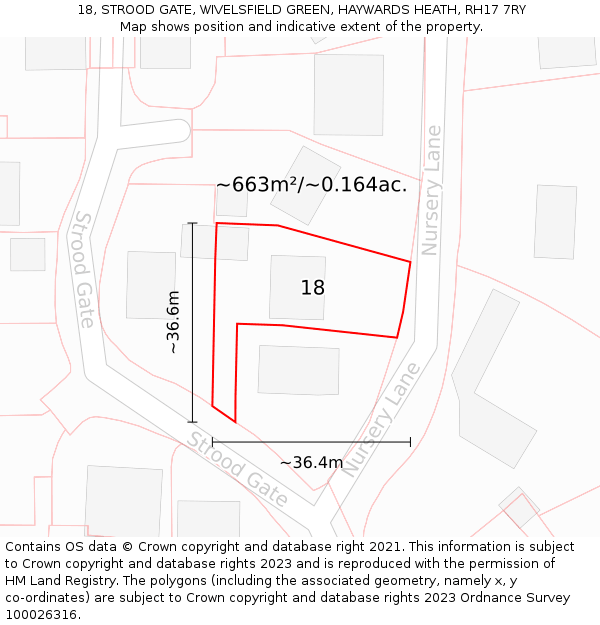 18, STROOD GATE, WIVELSFIELD GREEN, HAYWARDS HEATH, RH17 7RY: Plot and title map