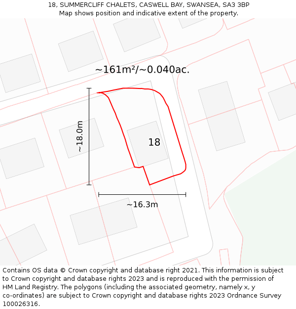 18, SUMMERCLIFF CHALETS, CASWELL BAY, SWANSEA, SA3 3BP: Plot and title map